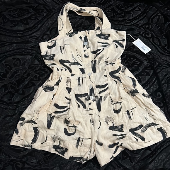 Women’s sleeveless cross back linen Romper dress NWT - Picture 7 of 14